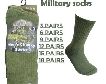 3-18 pairs Men's Army Hiking Military Boot Work Socks High Performance Toe 6-12