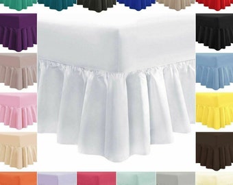 Plain Dyed Fitted Valance Sheet Poly-Cotton Bed Sheet Single Double & King Sizes