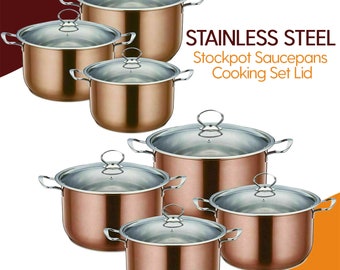 3pc Large Stainless Steel Stockpot Casserole Set Cooking Pot Pan Lid Set Axinite 