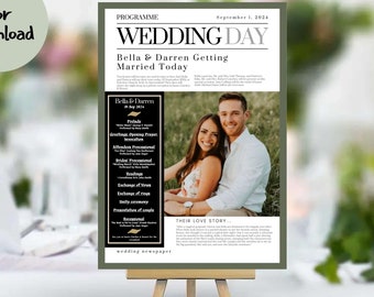 Newspaper Wedding Program Template: DIY Printable (Digital Download)