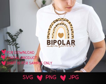 Consciência bipolar, transtorno bipolar, compreensão do transtorno bipolar, conscientização para transtorno bipolar, design de leopardo, download digital SGV, PNG, JPG