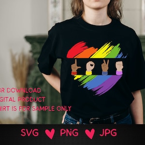 Rainbow Heart Love Sign Language SVG, PNG, JPG (Digital Download)