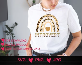 内向的なヒョウの虹のデザイン：皮肉な SVG PNG JPG（デジタルダウンロード）