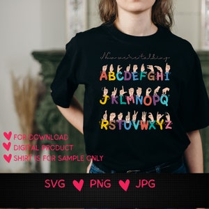 Símbolos de mão ASL e letras linguagem de sinais svg camisa imprimir Letras ASL símbolos de mão comunicação / falar em SVG, png, jpg download digital
