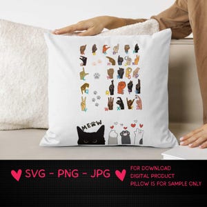 Lingua dei segni simboli della mano lettere gatto amante degli animali svg maglietta stampa muro lettere ASL mano comunicazione parlare SVG,png,jpg download digitale