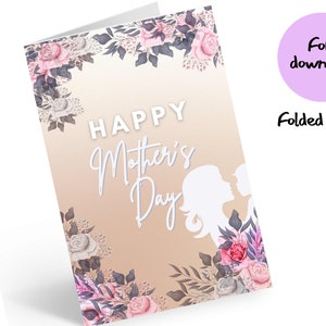 Muttertagsgrußkarte gefaltet und flach, glücklicher Muttertag Blumenentwurf, besonderer Tag der Mutter, Mitteilung an Mama, Wertschätzung für Frauenkarte