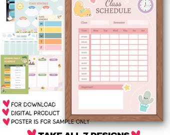 Editable Class Schedule Templates, get all 7 designs, Edit on PowerPoint, educational cartoon designs