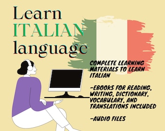 イタリア語学習教材集、イタリア語の書き方、読み方、話し方のガイド、完全なリソース教材