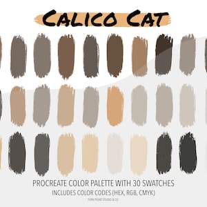 Procreate Color Palette | Calico Cat | Instant Download | Digital File | Color Swatches | Color Codes HEX RGB CMYK | Digital Art | iPad