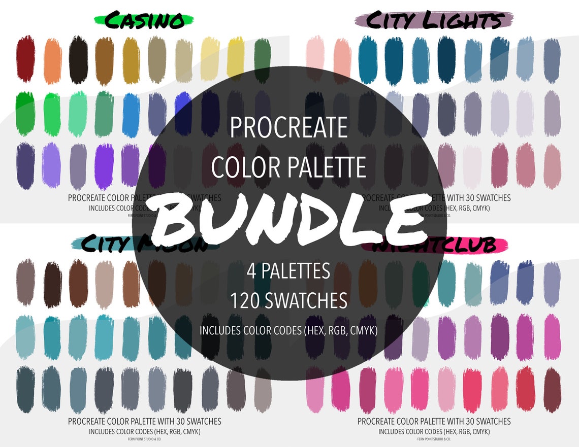 Procreate Color Palette Bundle 4 Palettes Nightlife Etsy