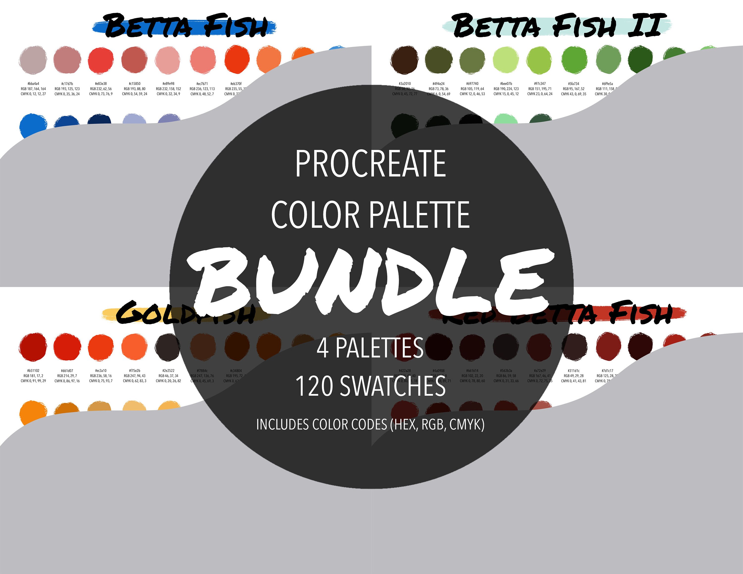 Procreate Color Palette Bundle 4 Palettes Fishbowl Instant Download ...