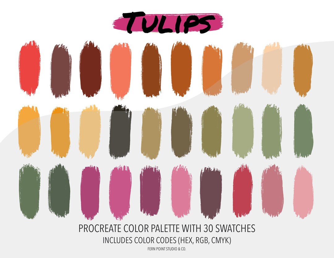 Procreate Color Palette Tulips Instant Download Digital File Color Swatches Color Codes HEX RGB