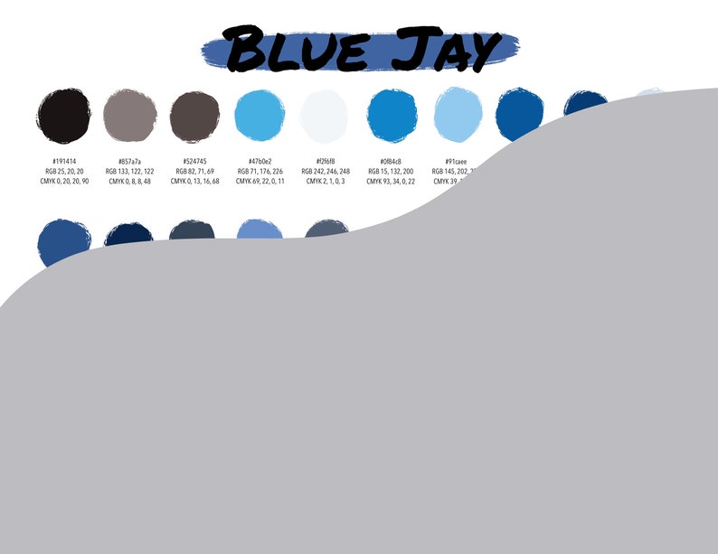 Procreate Color Palette Blue Jay Instant Download Digital File Color Swatches Color Codes HEX