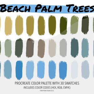 Procreate Color Palette | Beach Palm Trees | Instant Download | Digital ...
