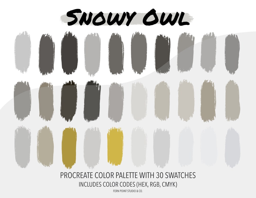 Procreate Color Palette Snowy Owl Instant Download Digital File