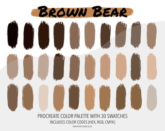 Procreate Color Palette | Brown Bear | Instant Download | Digital File | Color Swatches | Color Codes HEX RGB CMYK | Digital Art | iPad