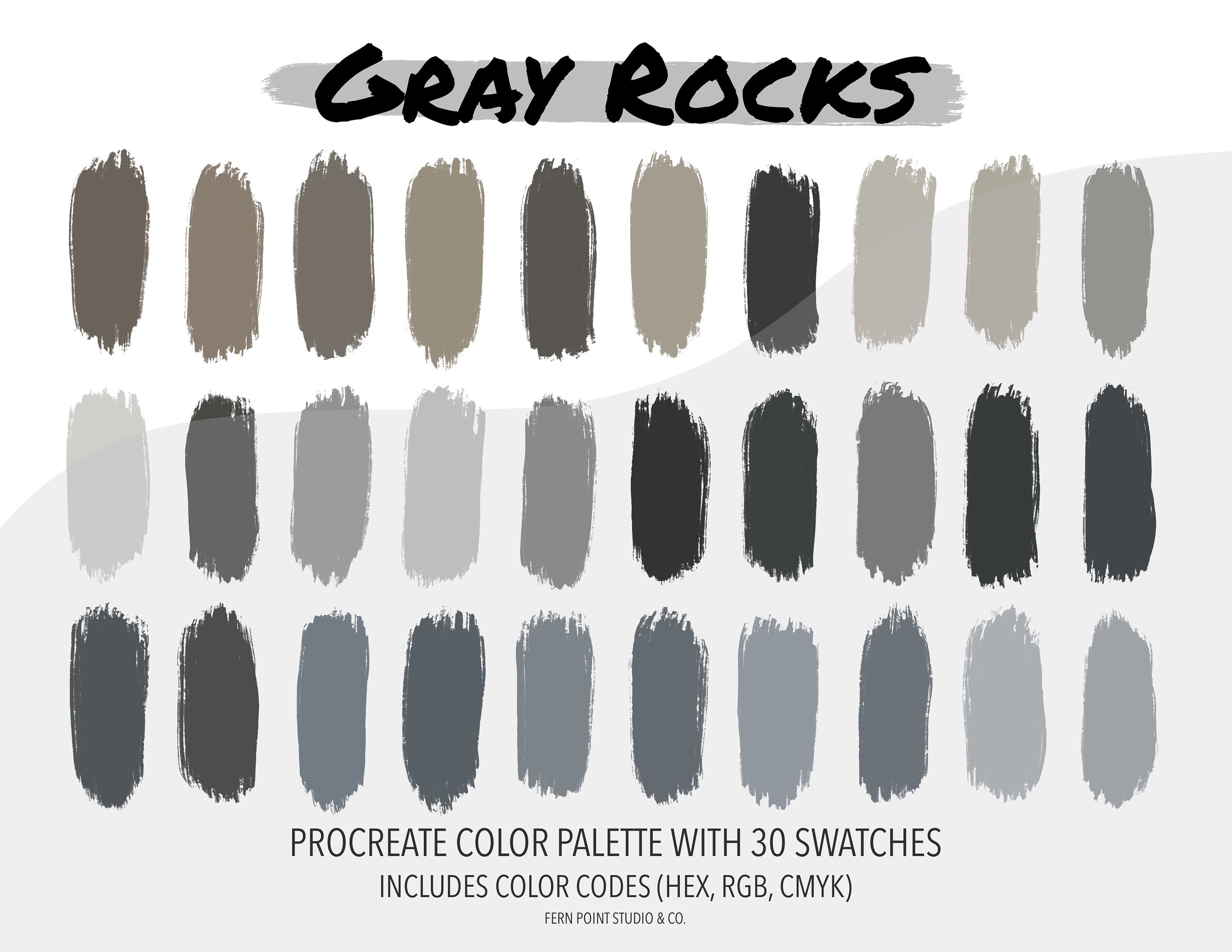 Procreate Color Palette | Gray Rocks | Instant Download | Digital File | Color Swatches | Color Codes HEX RGB CMYK | Digital Art | iPad