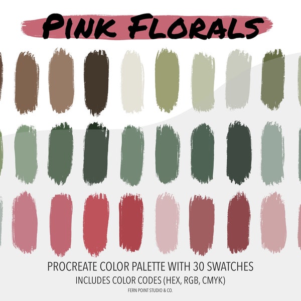 Procreate Color Palette | Pink Florals | Instant Download | Digital File | Color Swatches | Color Codes HEX RGB CMYK | Digital Art | iPad
