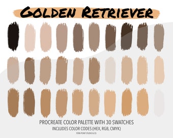 Procreate Color Palette | Golden Retriever | Instant Download | Digital File | Color Swatches | Color Codes HEX RGB CMYK | Digital Art