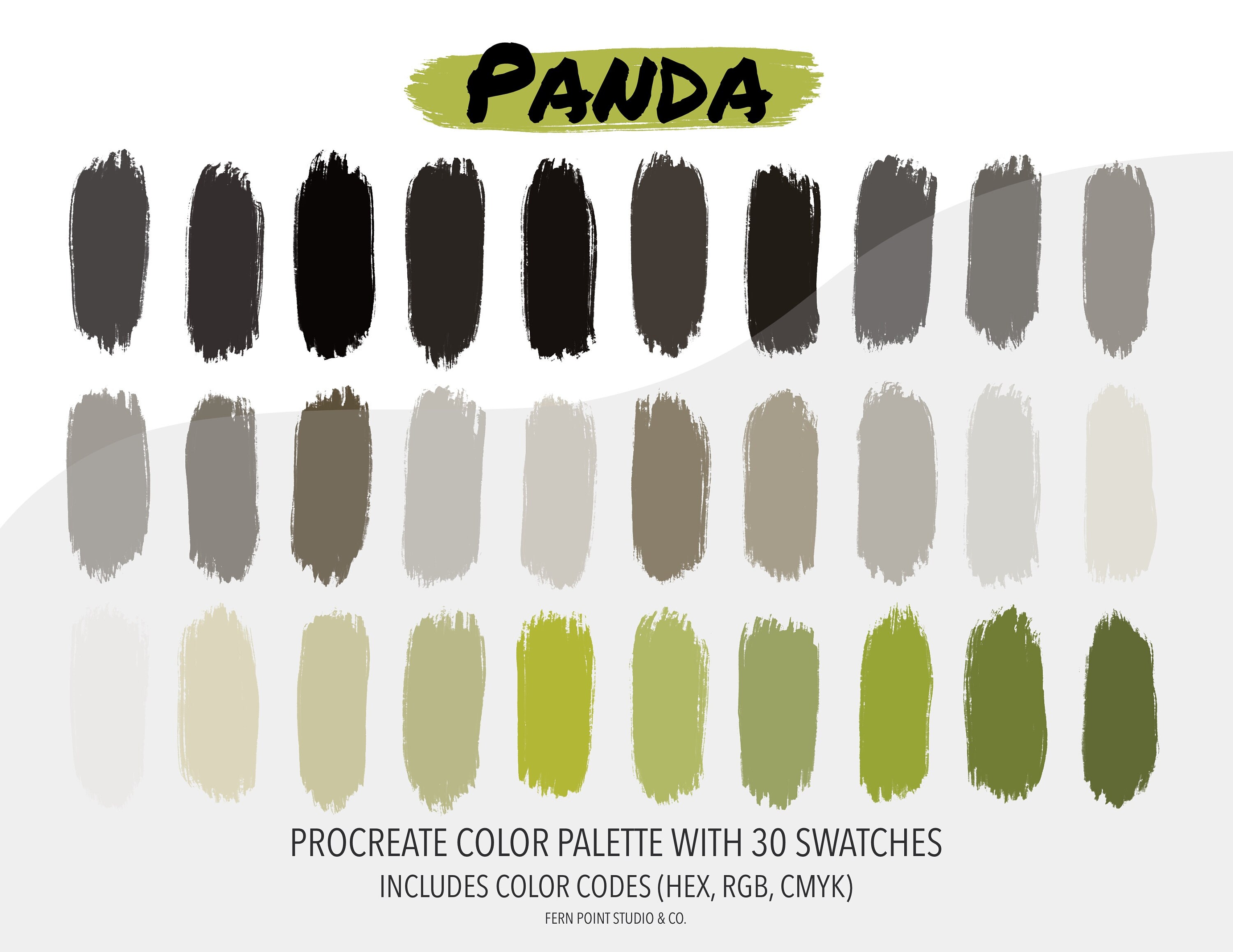 Procreate Color Palette Panda Instant Download Digital File Color Swatches Color Codes HEX RGB