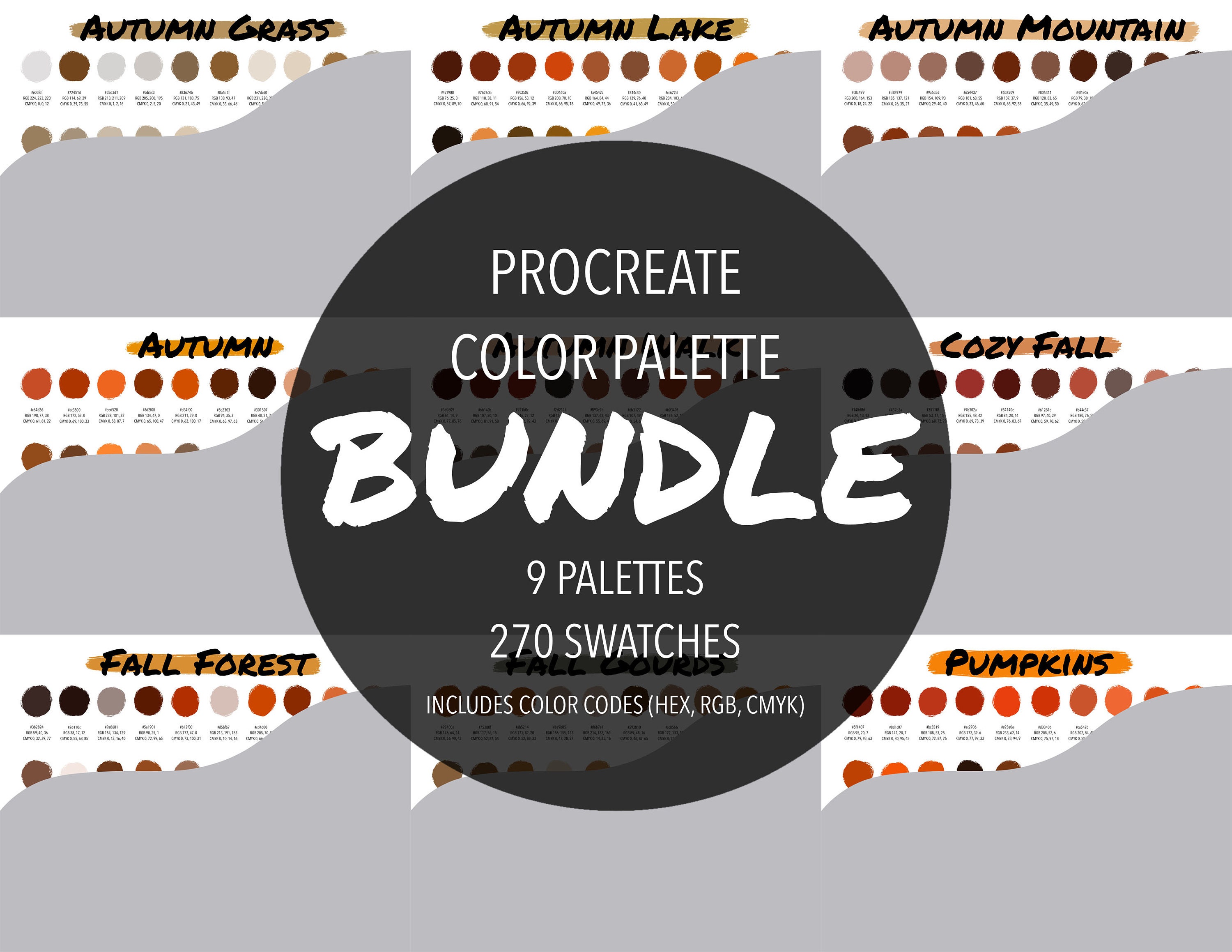 Procreate Color Palette Bundle | 9 Palettes | Fall | Instant Download ...
