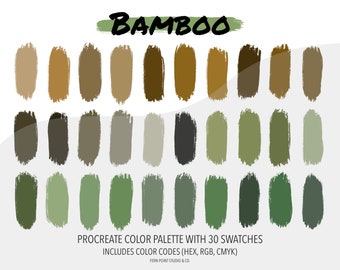 Procreate Color Palette | Bamboo | Instant Download | Digital File | Color Swatches | Color Codes HEX RGB CMYK | Digital Art | iPad