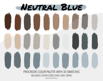 Procreate Color Palette | Neutral Blue | Instant Download | Digital File | Color Swatches | Color Codes HEX RGB CMYK | Digital Art | iPad