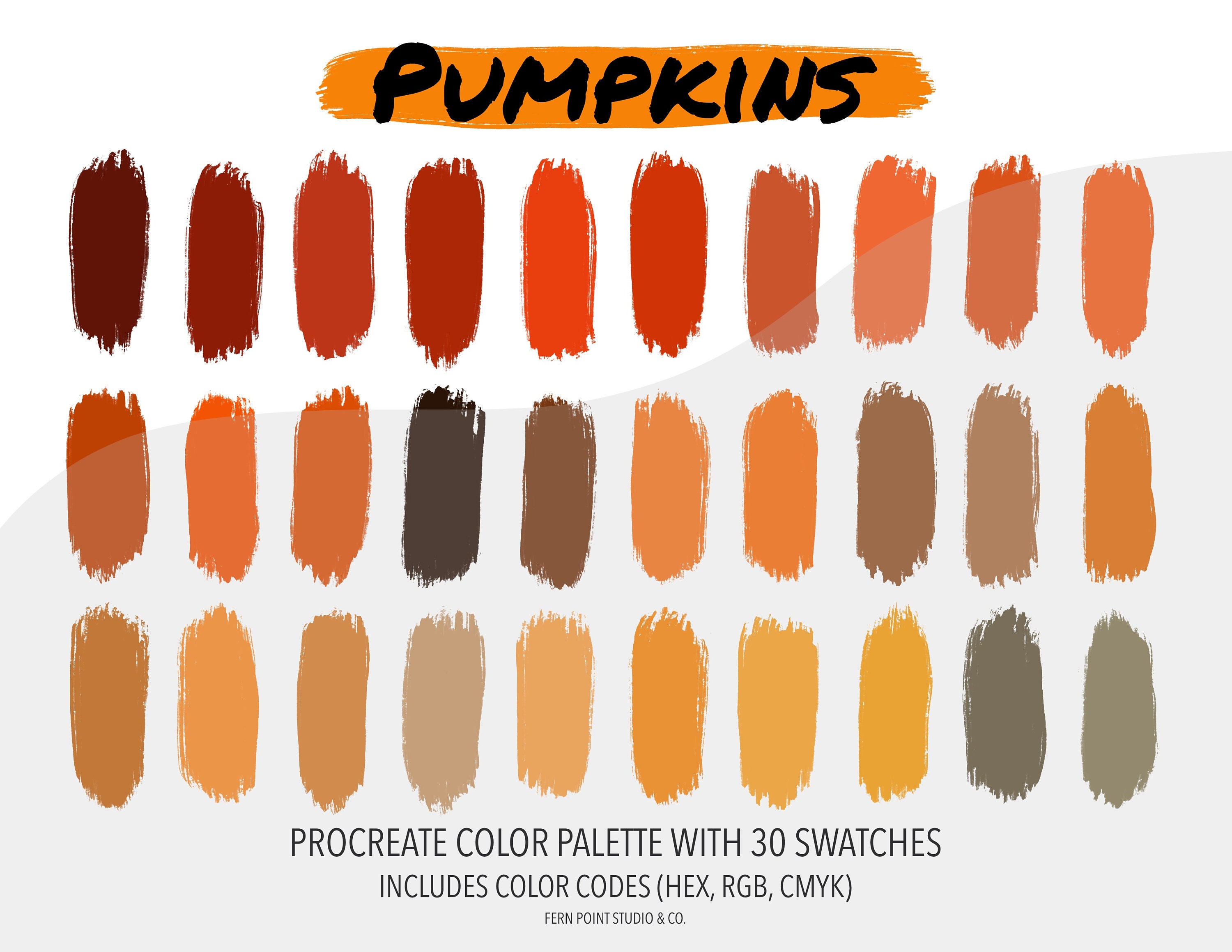 Procreate Color Palette Pumpkins Instant Download Digital File Color Swatches Color Codes HEX ...