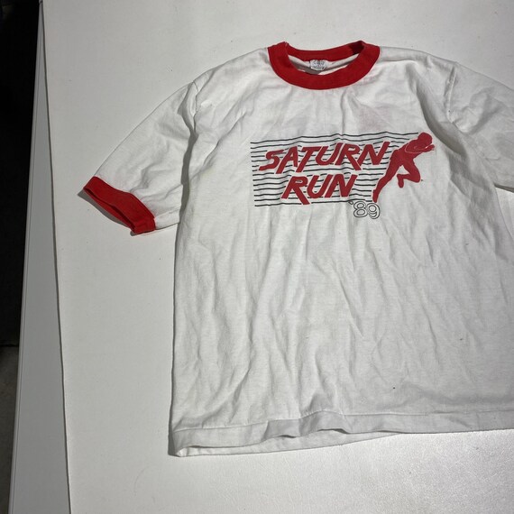 80's Vintage T-shirt Ringer 1989 Saturn Run Sz La… - image 2