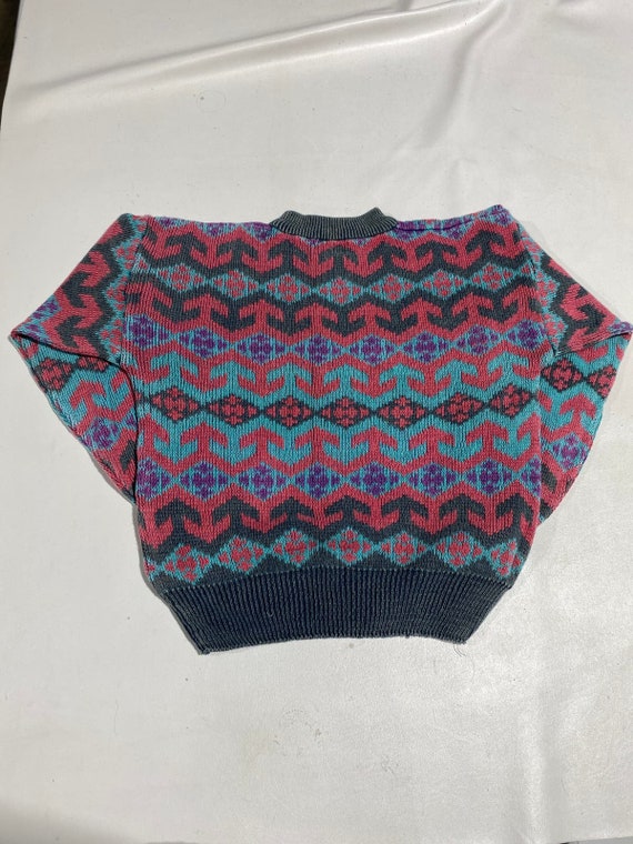 80's 90's Vintage Knit sweater Sz Large Grandpa a… - image 4