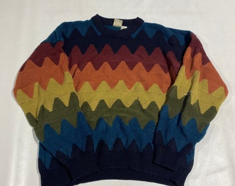 80's 90's Vintage Knit Sweater Sz 2XL Argyle striped grandpa