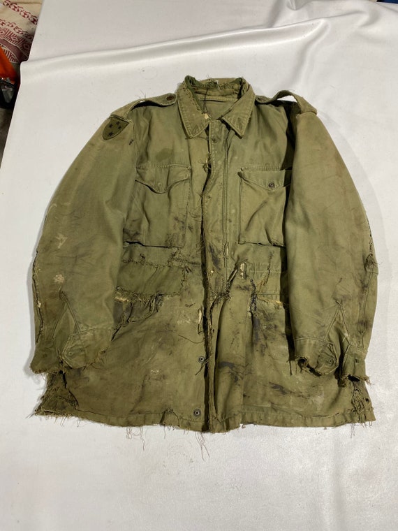 50's 60's m65 Field Jacket Repaired Sz 46 Green OG