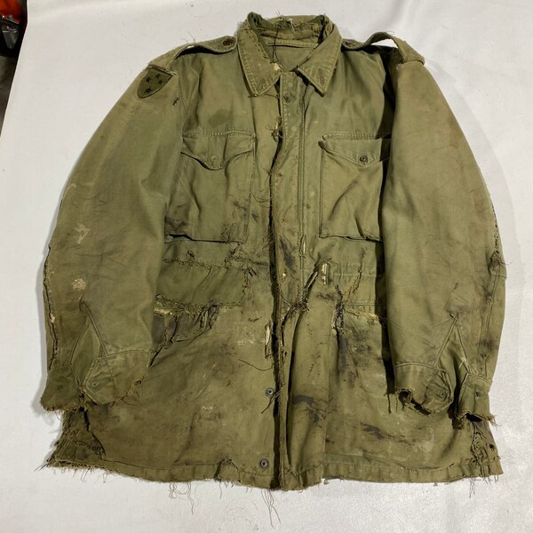 50's 60's m65 Field Jacket Repaired Sz 46 Green OG 107 Vietnam