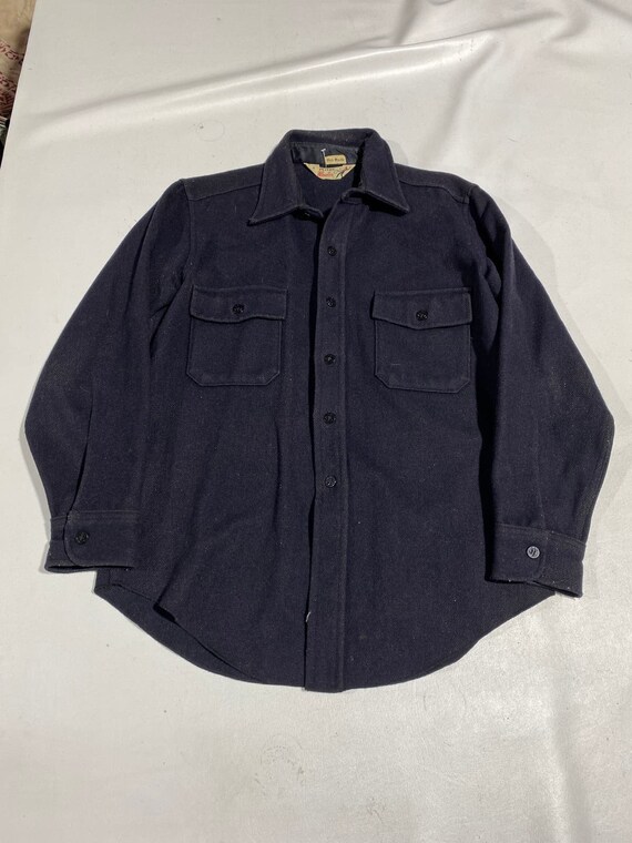 50's 50's Wool CPO Shirt Sz Medium Navy Black sanf