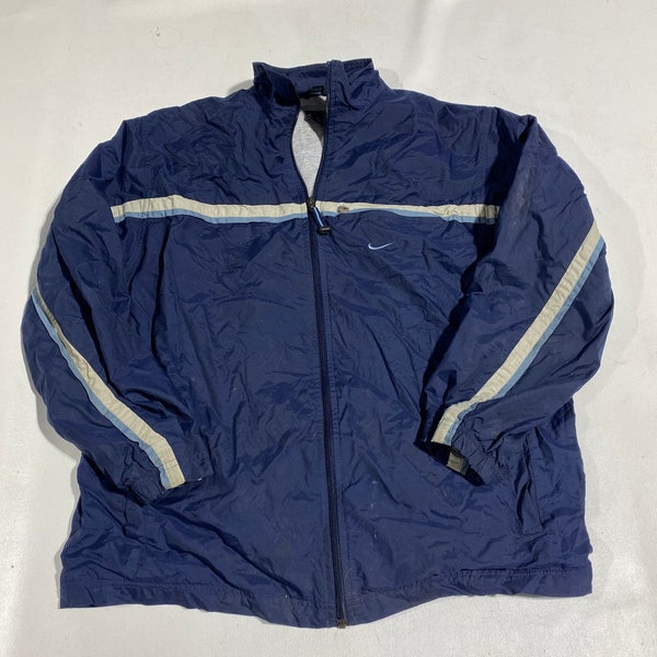 90's Vintage Nike Windbreaker Navy Sz Large Zip up Track