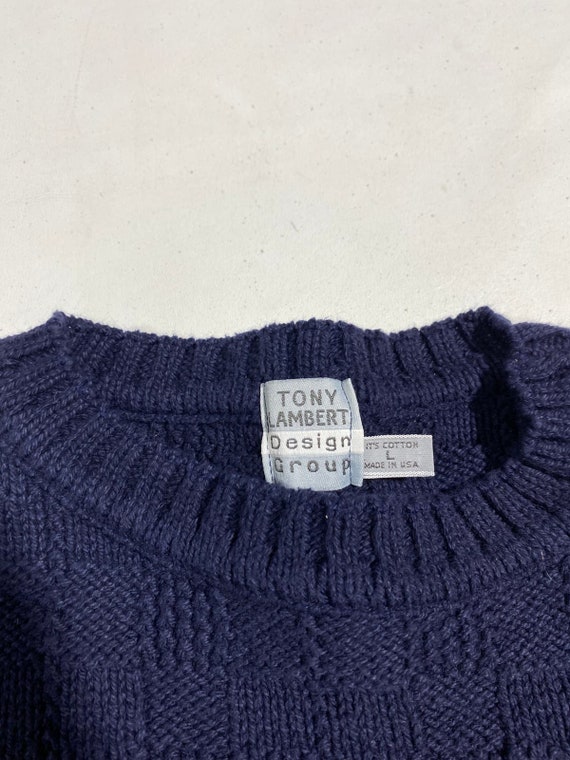 80's 90's Vintage Knit Cotton Sweater Grandpa sz … - image 2