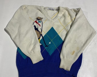 80's 90's Vintage John Ashford Golf Knit sweater white