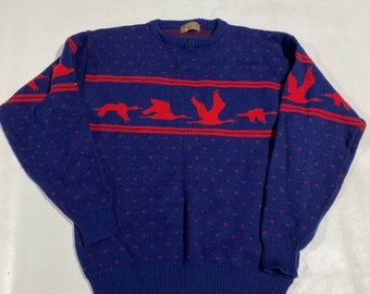 60's 70's Vintage Wool knit sweater true vintage birds sz XL