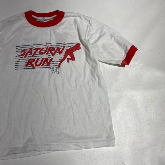80's Vintage T-shirt Ringer 1989 Saturn Run Sz La… - image 3