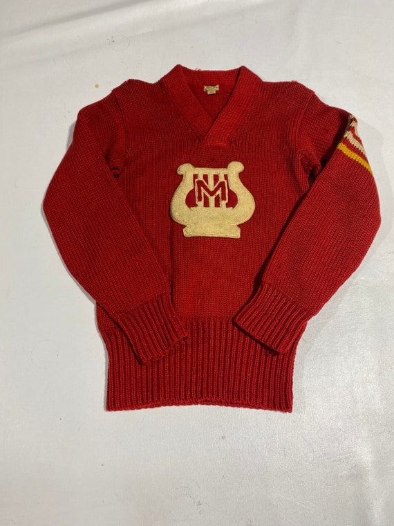 20's 30's Vintage letterman sweater Red Sz 36 EM R