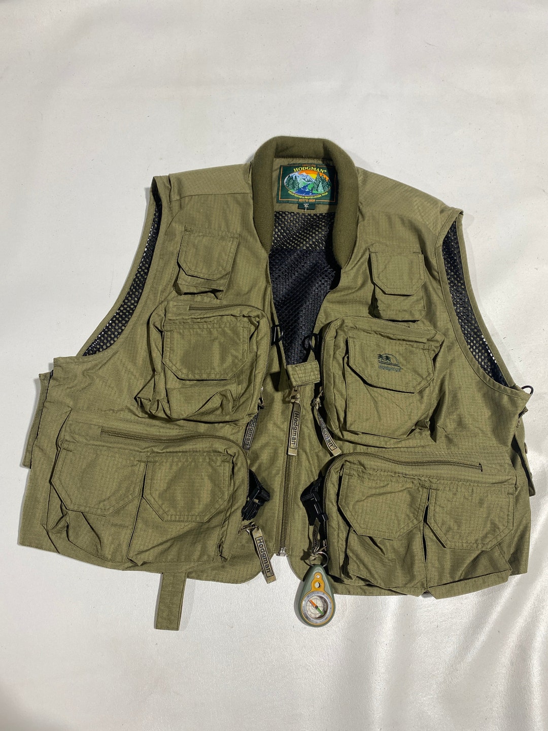 Mens Used Fishing Vest Hodgman Fly Fishing Sz XL Green Etsy
