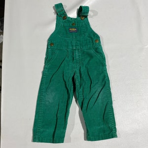 80's 90's Vintage Osh kosh Bgosh Kids overalls Green Corduroy Vestbak