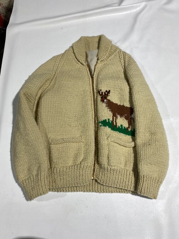 50's 60's Cowichan Jacket Wool Deer Sz 42