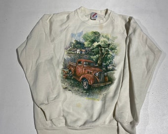 80's 90's Vintage red truck sweatshirt sz Medium white sweatshirt