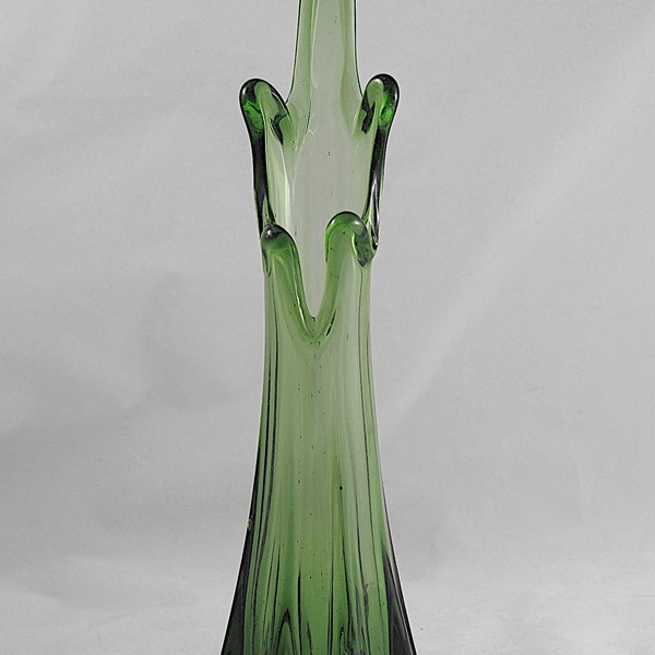 Smith Red Ribbed Glass Vase Swung Etsy