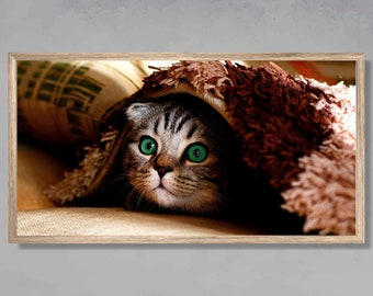 Samsung Frame TV Art, Peek-A-Boo Kitty, Funny Cat Picture, Wall Decor  For Cat Faciers, TV Art, Digital Download, LG tv art