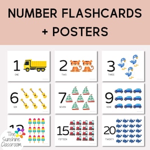 Cartes flash numériques, Cartes numériques numériques imprimables, Affiche numérique, Activité de comptage, École maternelle, Activité minimaliste pour les tout-petits