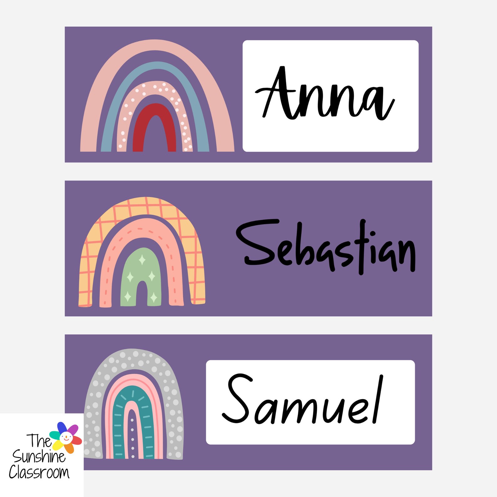 Earthy Boho Rainbow Student Desk Plates | Classroom Name | Decor ...