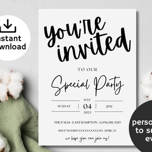 INVITATION CARD DESIGN Einfach Elegant Bearbeitbare Benutzerdefinierte Vorlage Druckbare 5x7 Special Sie sind eingeladen, Ereignis, Feier, Abendessen, Anlass einladen