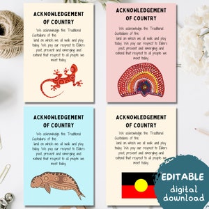 EDITABLE Earthy Boho Acknowledgement of Country First Nations Indigenous Australia Australian Naidoc Wall Decor Classroom Display PRINTABLE